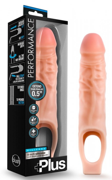 Телесный реалистичный фаллоудлинитель 9 Inch Silicone Cock Sheath Penis Extender - 22,86 см. - Blush Novelties - в Абакане купить с доставкой