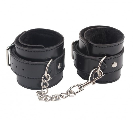 Черные оковы на ноги Obey Me Leather Ankle Cuffs - Chisa - купить с доставкой в Абакане