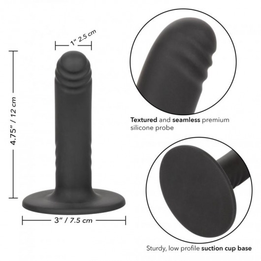 Черный анальный стимулятор 4.75” Ridged Probe - 12 см. - California Exotic Novelties - купить с доставкой в Абакане