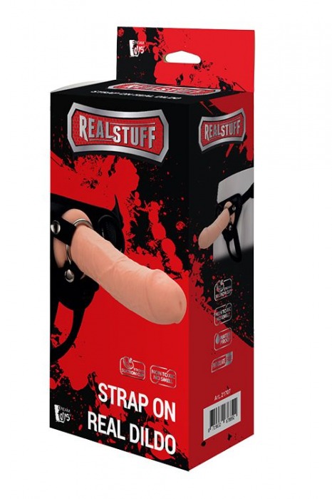 Черные трусики с телесной насадкой STRAP ON REAL DILDO - 21 см. - Dream Toys - купить с доставкой в Абакане