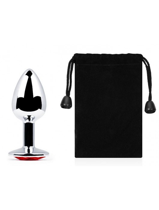 Серебристая анальная пробка с красным стразом - 7,2 см. - Anal Jewelry Plug - купить с доставкой в Абакане