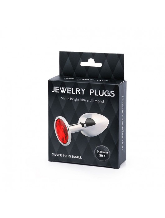 Серебристая анальная пробка с красным стразом - 7,2 см. - Anal Jewelry Plug - купить с доставкой в Абакане