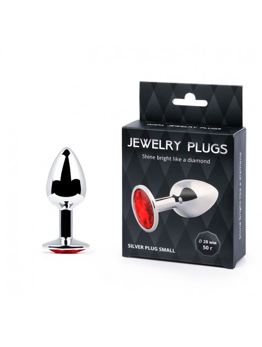 Серебристая анальная пробка с красным стразом - 7,2 см. - Anal Jewelry Plug - купить с доставкой в Абакане