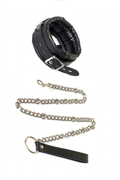Черный ошейник Fetish с поводком - Lola Games - купить с доставкой в Абакане