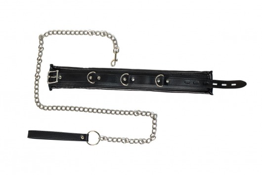 Черный ошейник Fetish с поводком - Lola Games - купить с доставкой в Абакане