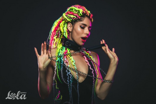 Черный ошейник Fetish с поводком - Lola Games - купить с доставкой в Абакане