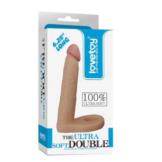 Телесная насадка для двойного проникновения The Ultra Soft Double 6.25 - 15,8 см. - Lovetoy - купить с доставкой в Абакане