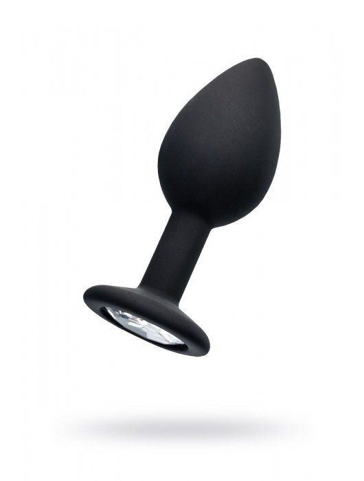 Черная анальная втулка с прозрачным стразом - 7,2 см. - POPO Pleasure - купить с доставкой в Абакане