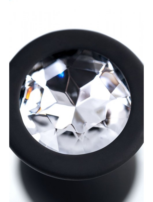 Черная анальная втулка с прозрачным стразом - 7,2 см. - POPO Pleasure - купить с доставкой в Абакане