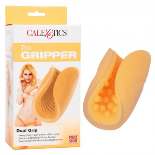 Оранжевый рельефный мастурбатор Dual Grip - California Exotic Novelties - в Абакане купить с доставкой
