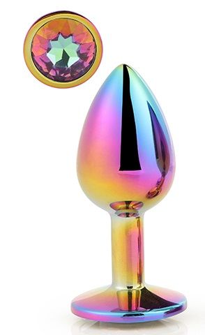 Голографическая анальная втулка с радужным кристаллом - 7,1 см. - Dream Toys - купить с доставкой в Абакане
