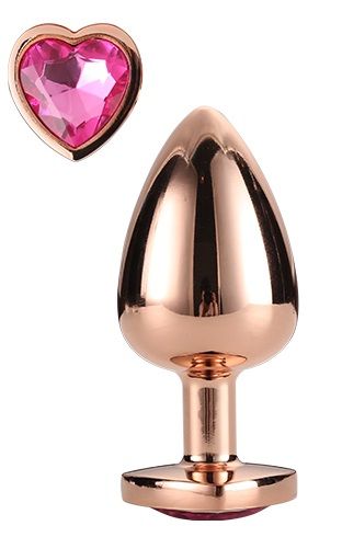Золотистая анальная втулка с кристаллом-сердечком розового цвета - 7,1 см. - Dream Toys - купить с доставкой в Абакане