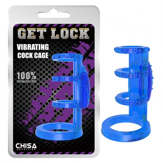Синяя насадка-клетка с вибрацией Vibrating Cock Cage - 7,6 см. - Chisa - в Абакане купить с доставкой
