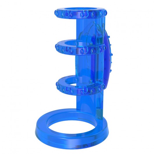 Синяя насадка-клетка с вибрацией Vibrating Cock Cage - 7,6 см. - Chisa - в Абакане купить с доставкой