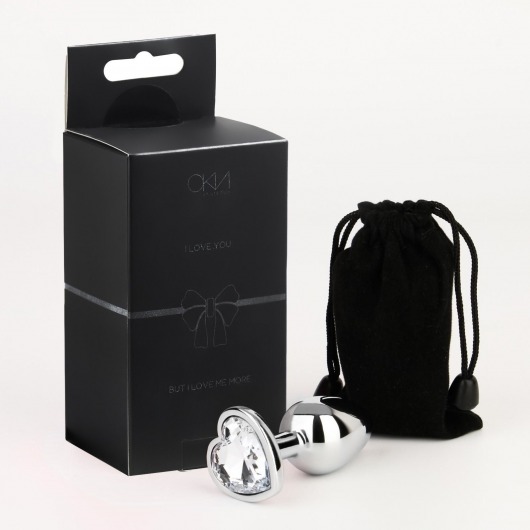 Серебристая анальная пробка с прозрачным кристаллом в форме сердца - 7 см. - Сима-Ленд - купить с доставкой в Абакане