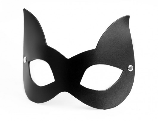 Черная кожаная маска с прорезями для глаз и ушками - БДСМ Арсенал - купить с доставкой в Абакане