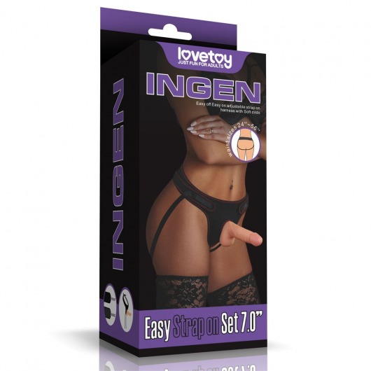 Телесная насадка с черными трусиками Easy Strapon Set 7.0 - 18 см. - Lovetoy - купить с доставкой в Абакане