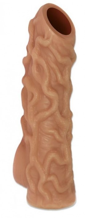 Телесная насадка с венками и открытой головкой Nude Sleeve M - 12 см. - KOKOS - в Абакане купить с доставкой