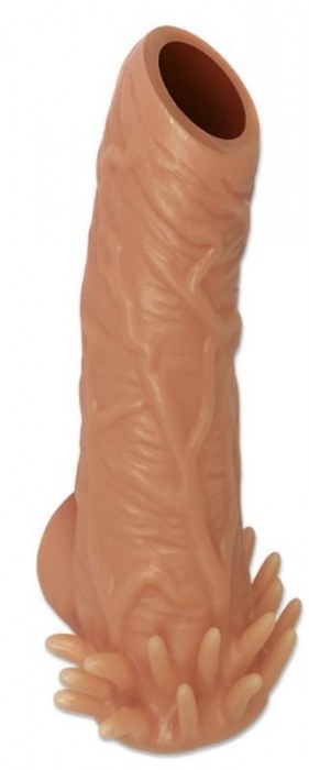 Телесная насадка с усиками и открытой головкой Nude Sleeve M - 12 см. - KOKOS - в Абакане купить с доставкой