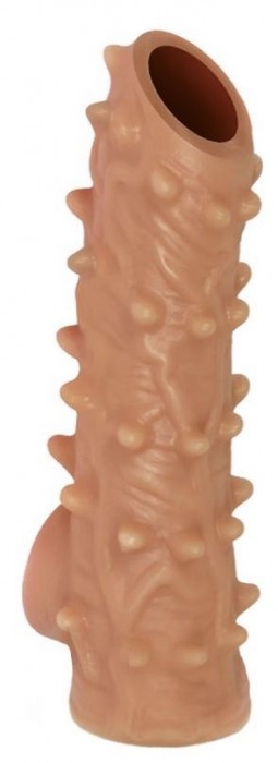 Телесная насадка с шипами и открытой головкой Nude Sleeve M - 12 см. - KOKOS - в Абакане купить с доставкой