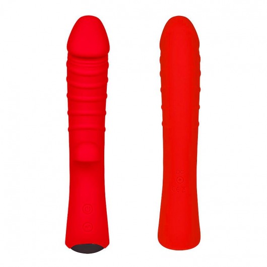 Красный вибромассажер 5  Silicone Wild Passion - 19,1 см. - Erokay