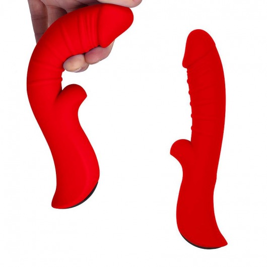 Красный вибромассажер 5  Silicone Wild Passion - 19,1 см. - Erokay