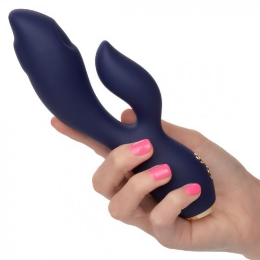 Синий вибромассажер-кролик Chi­c Blossom - 15,75 см. - California Exotic Novelties