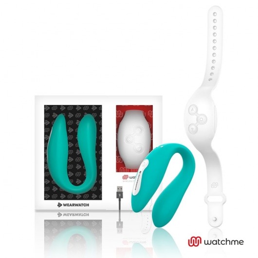 Зеленый вибратор для пар с белым пультом-часами Weatwatch Dual Pleasure Vibe - DreamLove