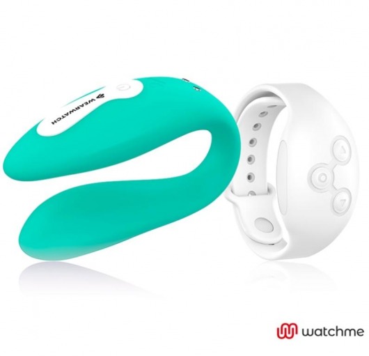 Зеленый вибратор для пар с белым пультом-часами Weatwatch Dual Pleasure Vibe - DreamLove