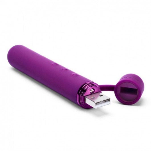Фиолетовый мини-вибратор Le Wand Baton с текстурированной насадкой - 11,9 см. - Le Wand