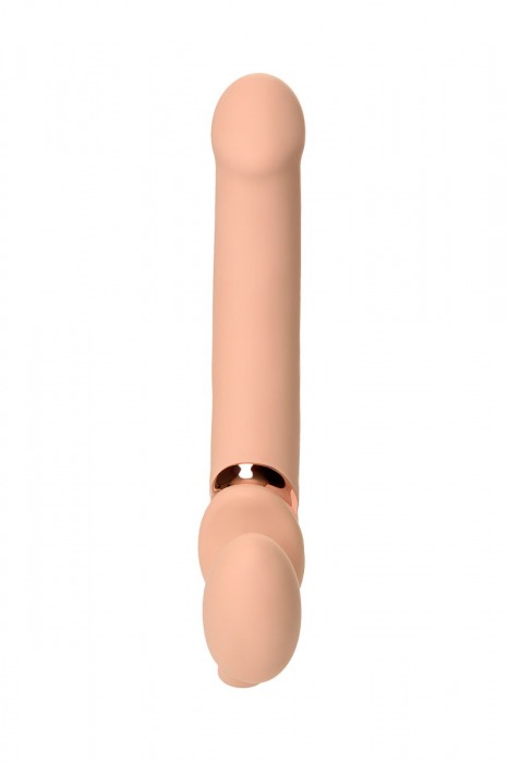 Телесный безремневой вибрострапон Vibrating Bendable Strap-On L - Strap-on-me - купить с доставкой в Абакане