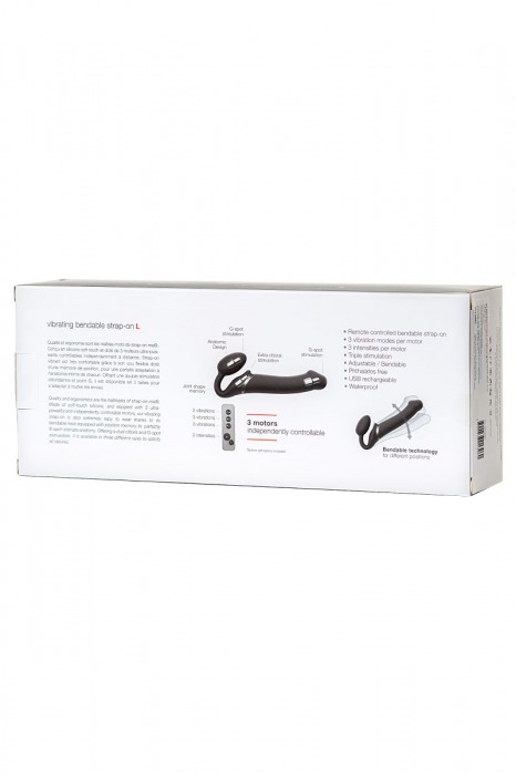 Черный безремневой вибрострапон Vibrating Bendable Strap-On L - Strap-on-me - купить с доставкой в Абакане