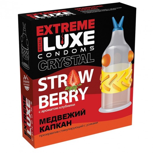 Стимулирующий презерватив  Медвежий капкан  с ароматом клубники - 1 шт. - Luxe - купить с доставкой в Абакане