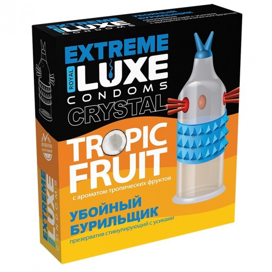 Стимулирующий презерватив  Убойный бурильщик  с ароматом тропических фруктов - 1 шт. - Luxe - купить с доставкой в Абакане