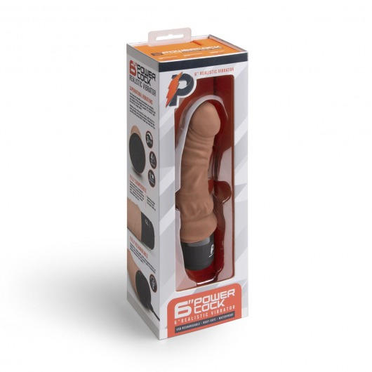 Кофейный вибратор-реалистик 6  Realistic Vibrator - 17 см. - PowerCocks