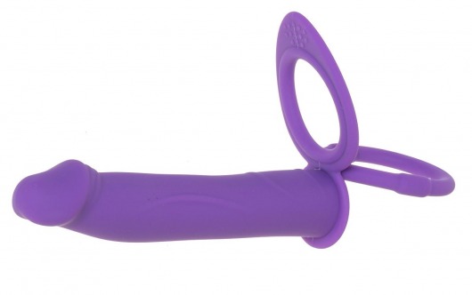 Фиолетовая вибронасадка для двойного проникновения с 2 эрекционными кольцами - 12,7 см. - OYO - купить с доставкой в Абакане