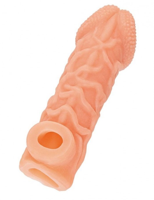 Телесная закрытая насадка с венками Cock Sleeve Size S - 13,8 см. - KOKOS - в Абакане купить с доставкой