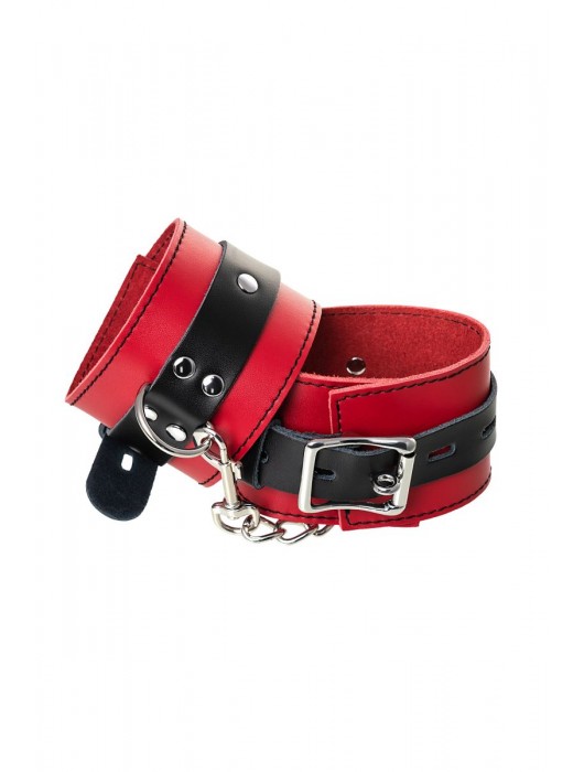 Красно-черные оковы на ноги из кожи - ToyFa - купить с доставкой в Абакане