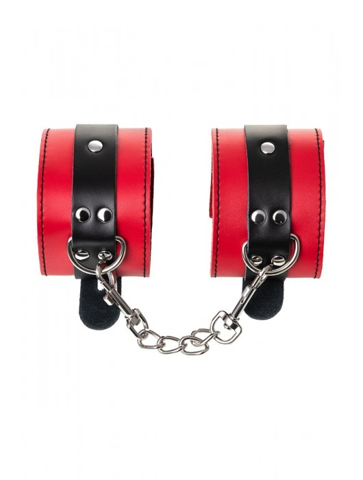 Красно-черные оковы на ноги из кожи - ToyFa - купить с доставкой в Абакане