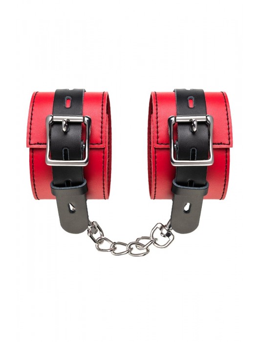 Красно-черные оковы на ноги из кожи - ToyFa - купить с доставкой в Абакане