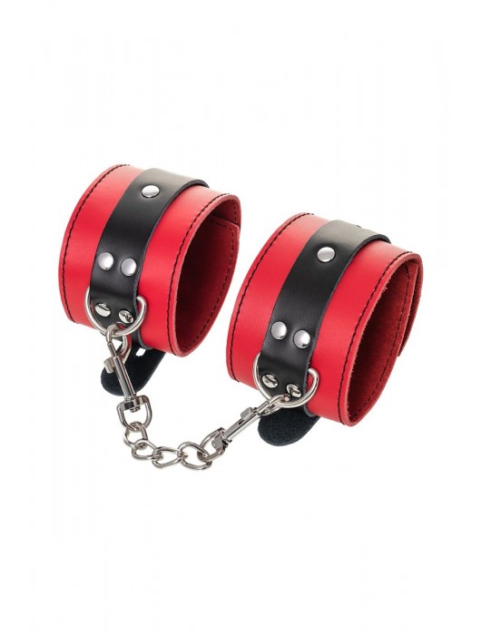 Красно-черные оковы на ноги из кожи - ToyFa - купить с доставкой в Абакане