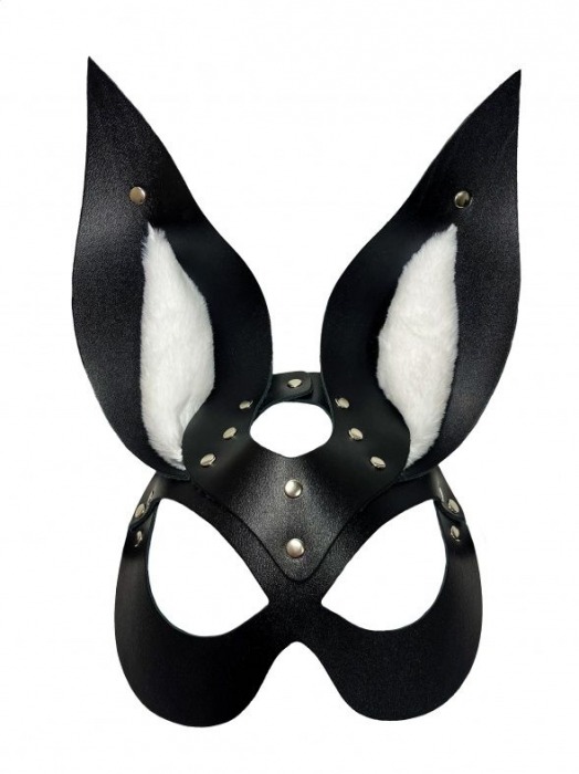 Черная маска зайки с белым мехом на ушках Miss Bunny - БДСМ Арсенал - купить с доставкой в Абакане
