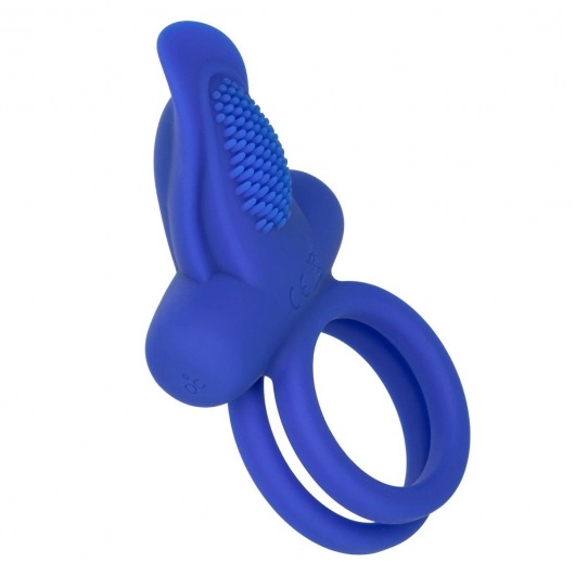 Синее перезаряжаемое эрекционное кольцо Silicone Rechargeable Dual Pleaser Enhancer - California Exotic Novelties - в Абакане купить с доставкой