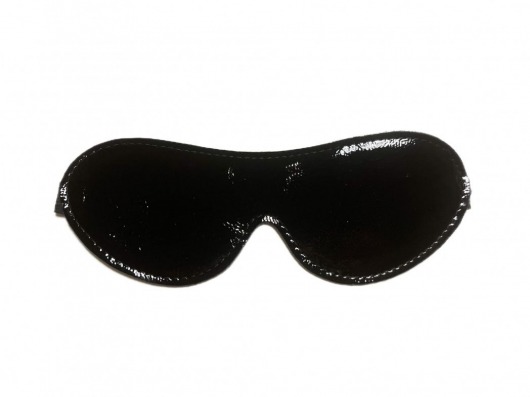 Черная лаковая маска на глаза из эко-кожи - БДСМ Арсенал - купить с доставкой в Абакане