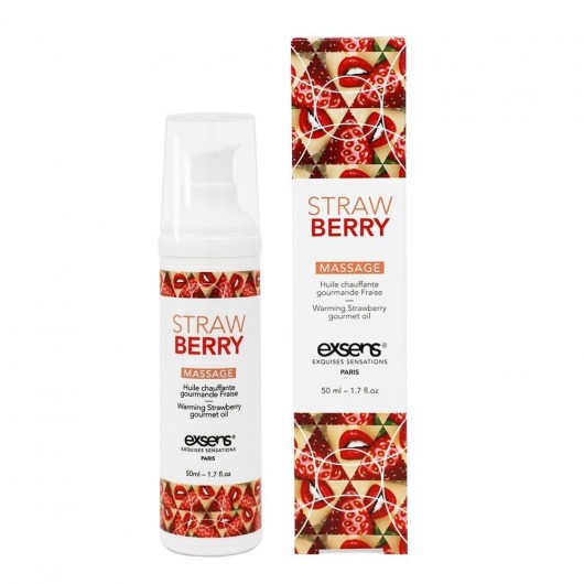 Разогревающее массажное масло  с ароматом клубники Gourmet Strawberry - 50 мл. - Exsens - купить с доставкой в Абакане