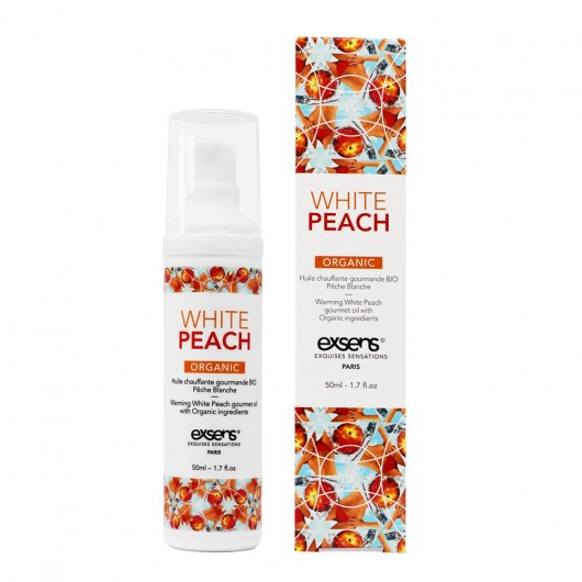 Разогревающее массажное масло Gourmet White Peach Organic с органическими ингредиентами - 50 мл. - Exsens - купить с доставкой в Абакане