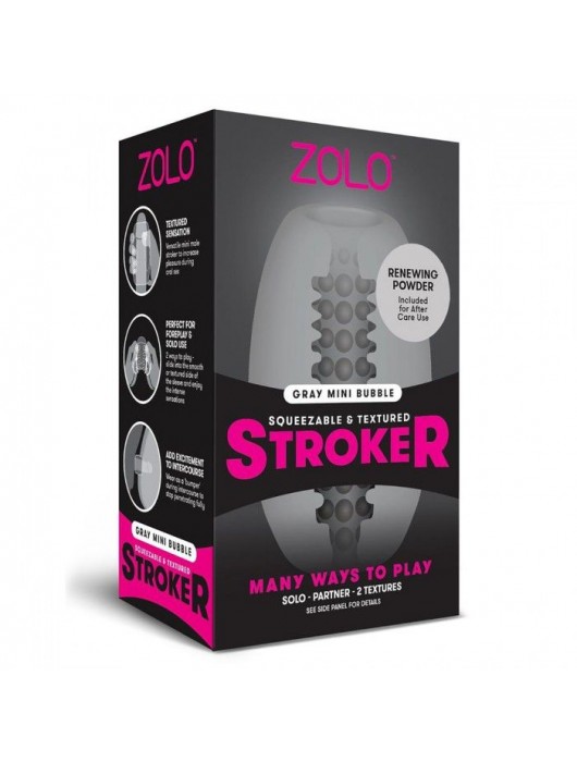 Серый двусторонний мастурбатор MINI BUBBLE - Zolo - в Абакане купить с доставкой