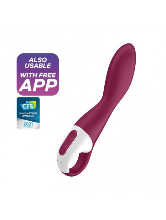 Малиновый вибромассажер для стимуляции G-точки Heated Thrill - 20,6 см. - Satisfyer