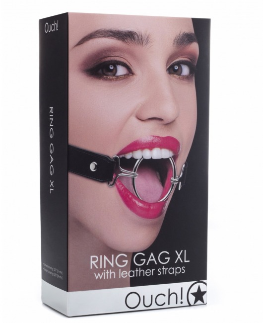 Расширяющий кляп Ring Gag XL с чёрными ремешками - Shots Media BV - купить с доставкой в Абакане