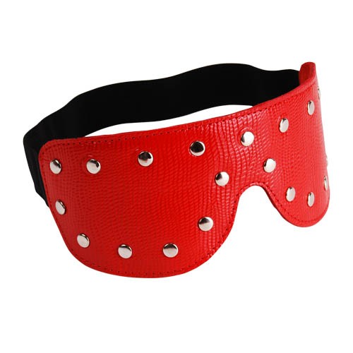 Красная кожаная маска на глаза с клёпками и велюровой подкладкой - Sitabella - купить с доставкой в Абакане